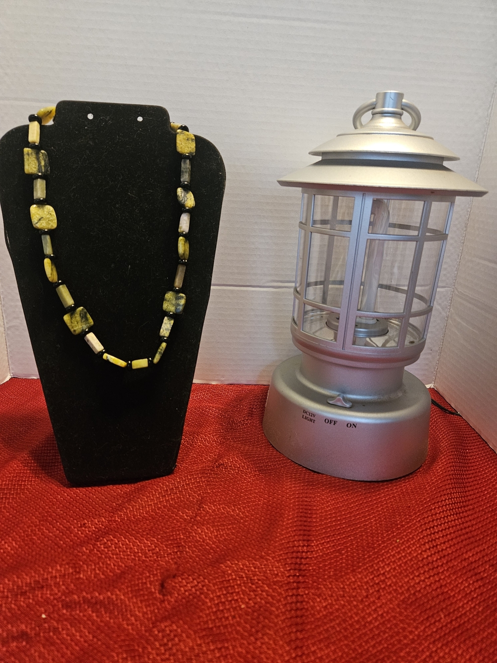 Yellow and Black Jade Bead Necklace